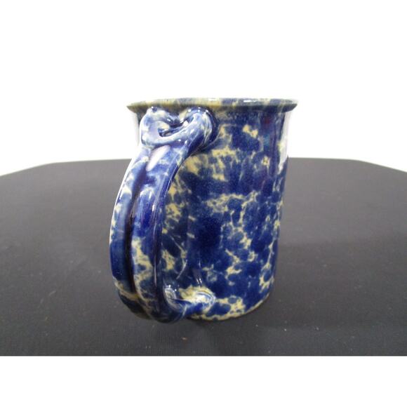 Bennington Pottery Blue Agate Spongeware 7oz Coffee Mug - Picture 4 of 6
